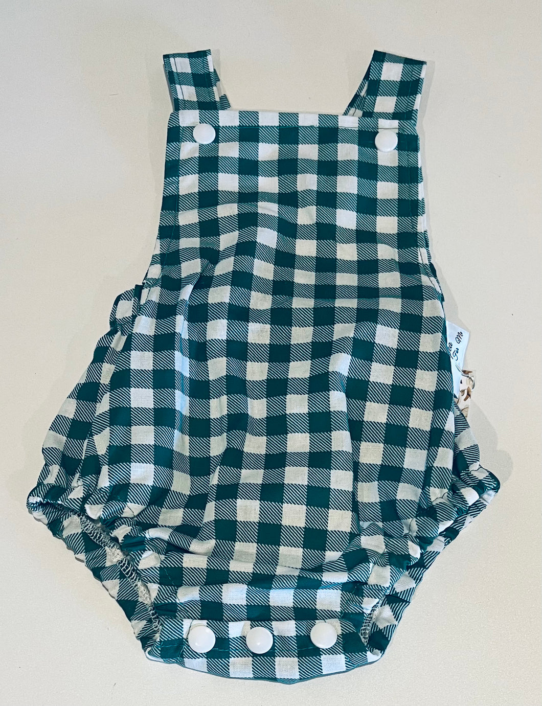 Green gingham romper