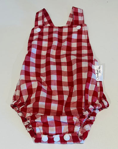 Red gingham romper