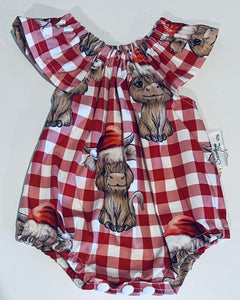 Highland cow Christmas playsuit