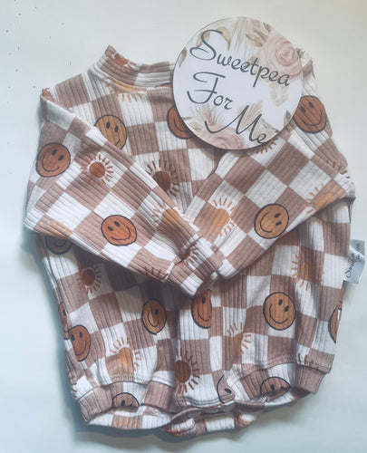 Smiley Check Jumper Romper