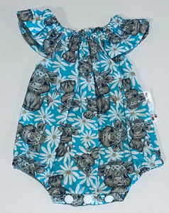 Highland cow blue playsuit