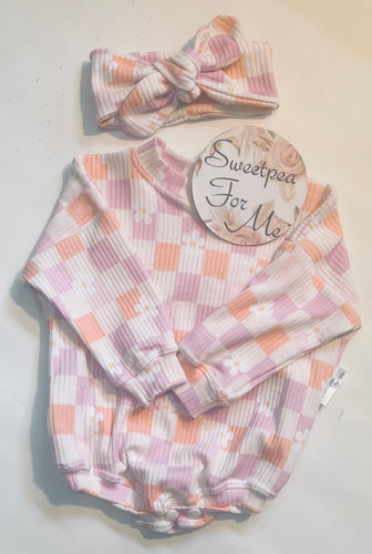 Floral Checks Jumper Romper