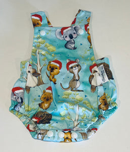 Christmas animals mint romper